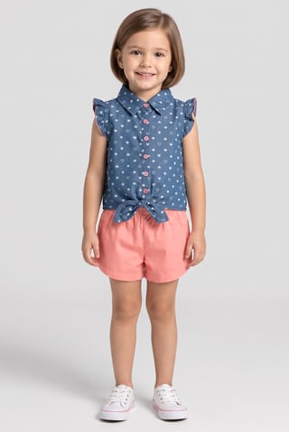 Toddlers Girl 2 Pieces Allover Print Top And Shorts Set, Multicolor