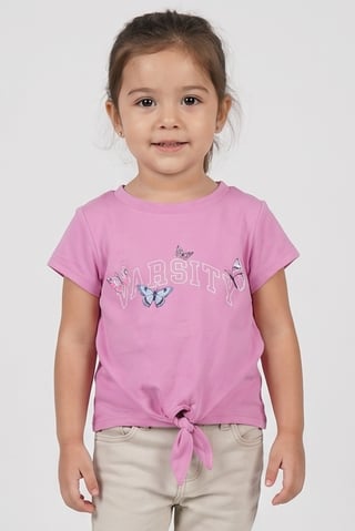 Toddlers Girl 3 Pieces Crew Neck Short Sleeve Graphic Print T-Shirt, Multicolor