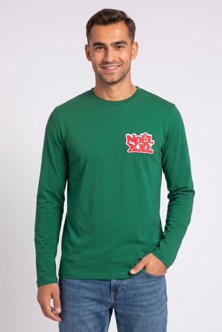 Men Crew Neck Graphic Print Long Sleeve T-Shirt, Green