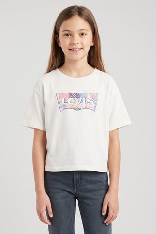 Kids Girl Short Sleeve Brand Logo T-Shirt, Off White