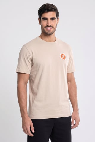 Men Relaxed Fit Short Sleeve Outdoor T-Shirt, Beige