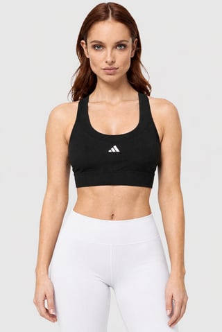 Women Brand Logo Lightly Padded Training Sports Bra, Black