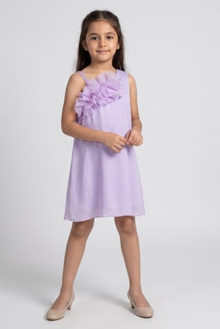 Kids Girl Textured Dress, Lavender