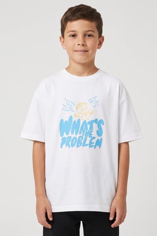 Kids Boy Crew Neck Short Sleeve Graphic Print T-Shirt, White
