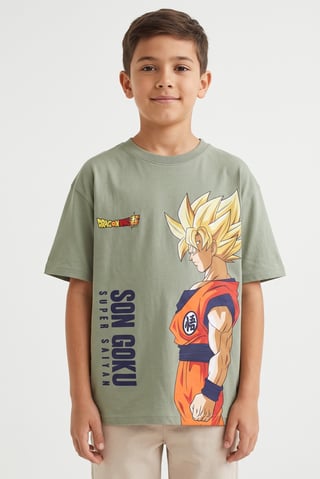 Kids Boy Oversize Crew Neck Short Sleeve Graphic Print T-Shirt, Sage Green