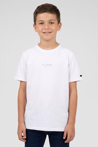 Kids Boy Crew Neck Short Sleeve Brand Logo T-Shirt, White
