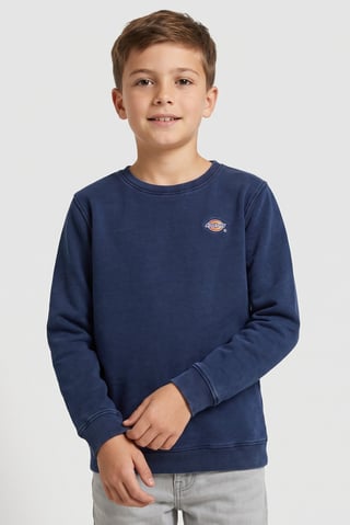 Kids Boy Embroidered Logo Long Sleeve Sweatshirt, Indigo Blue