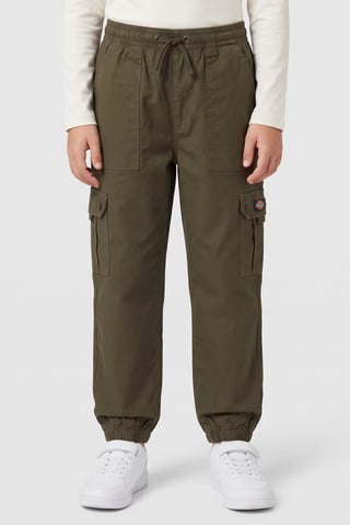Kids Boy Solid Cargo Pants, Dark Olive
