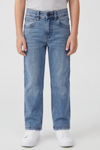 Kids Boy Washed Stretchable Jeans, Light Blue