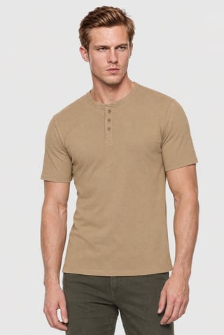 Men Crew Neck Short Sleeve Plain T-Shirt, Tan