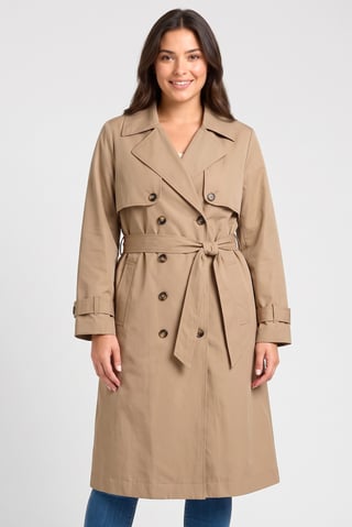 Women Solid Trench Coat, Beige