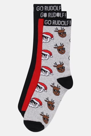 Men 3 Pairs Graphic Print Ankle Socks, Multicolor