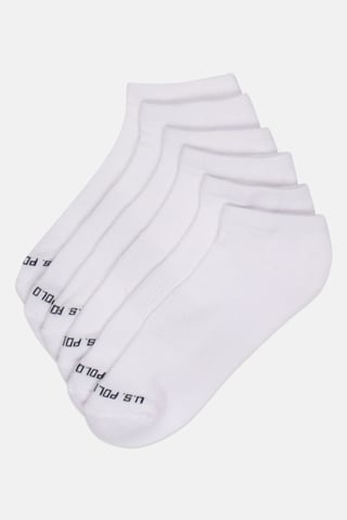 Men 6 Pairs Brand Logo Low Cut Socks, White