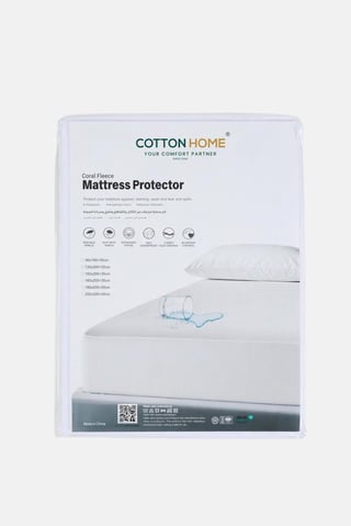 Coral Fleece Mattress Protector, White