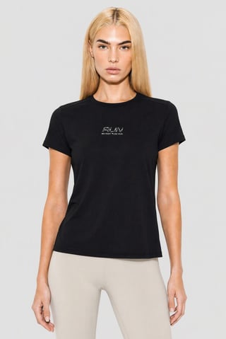 Women Regular Fit Short Sleeve Running Top, Black