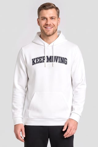 Men Regular Fit Long Sleeve Outdoor Hoodie, White