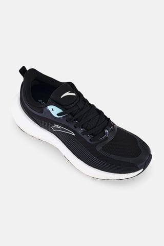 Women Lace Up Running Shoes, Black