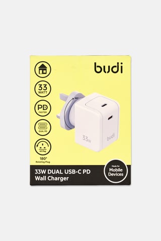 33W Dual USB-C PD Wall Charger, White