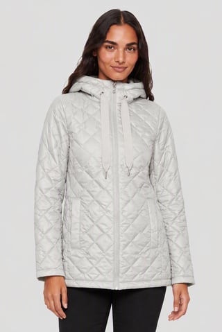 Women Quilted Puffer Jacket, Light Grey
