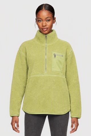 Women Textured Sherpa Jackets, Lime Green