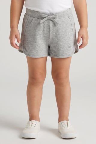 Toddlers Girl Embroidered Logo Basic Shorts, Grey