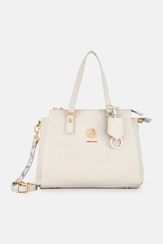 Women Brand Logo Shoulder Bag, Off White