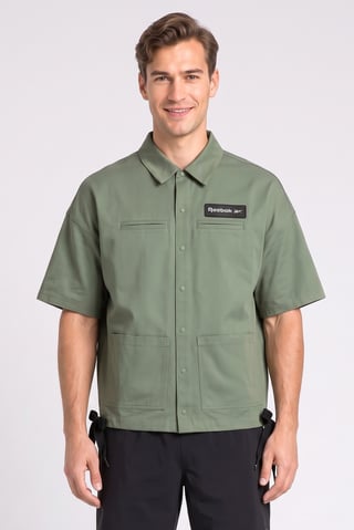 Men Sportswear Fit Short Sleeve Outdoor Jacket Shirt, Sage Green