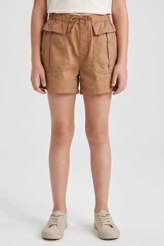 Kids Girl Solid Basic Shorts, Brown