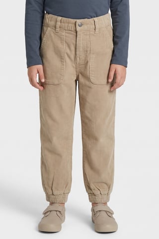 Kids Girl Regular Fit Textured Corduroy Pants, Beige