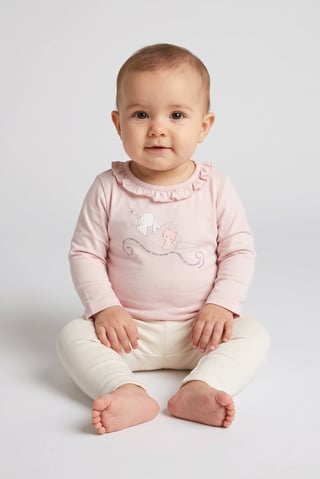 Toddlers Girl Crew Neck Long Sleeve Graphic Print Top, Light Pink