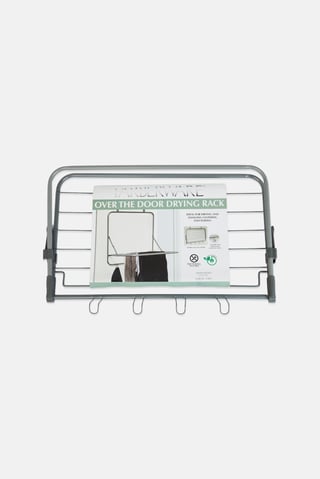 Over the Door Drying Rack with Hooks, Grey