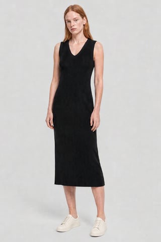 Women Ribbed Bodycon Dress, Black