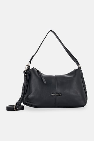 Women Brand Logo Shoulder Bag, Black