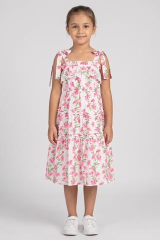 Kids Girl Floral Print Dress, Multicolor