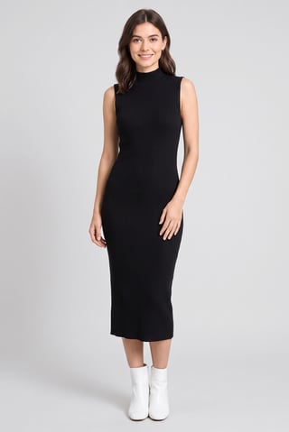 Women Ribbed Bodycon Dress, Black