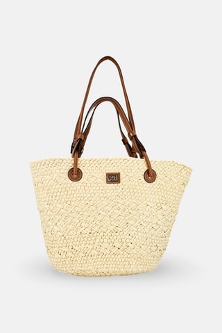Women Brand Logo Tote Bag, Cream