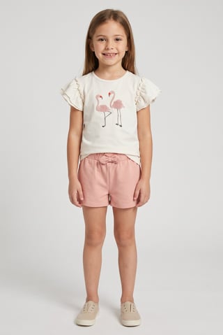 Kids Girl 2 Pieces Graphic Print Top And Shorts Set, Multicolor
