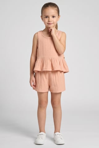 Kids Girl 2 Pcs Textured Sleeveless Top And Bottom Set , Old Rose