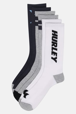 Men 6 Pairs Brand Logo Crew Socks, Multicolor