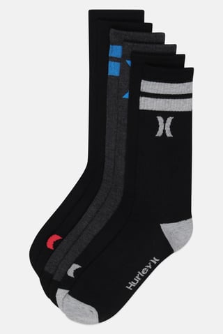 Men 6 Pairs Brand Logo Crew Socks, Multicolor