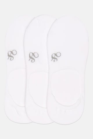 Men 3 Pairs Brand Logo Invisible Socks, White