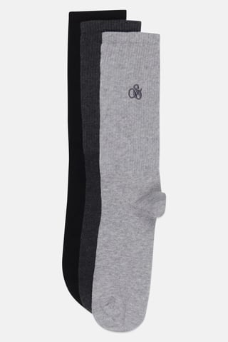 Men 3 Pairs Embroidered Logo Crew Socks, Multicolor