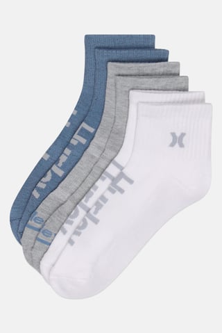 Men 6 Pairs Brand Logo Quarter Crew Socks, Multicolor