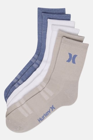 Men 6 Pairs Brand Logo High Quarter Crew Socks, Multicolor