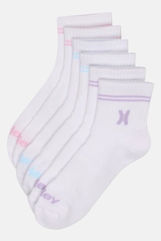 Women 6 Pairs Brand Logo Crew Socks, White