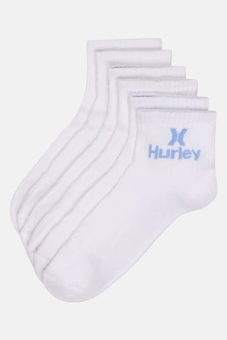 Men 6 Pairs Brand Logo Quarter Crew Socks, White