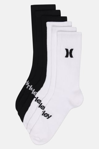 Men 6 Pairs Brand Logo Crew Socks, Multicolor