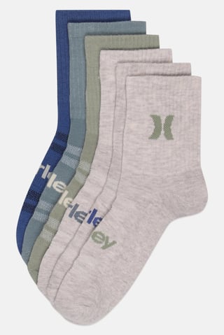 Men 6 Pairs Brand Logo High Quarter Crew Socks, Multicolor