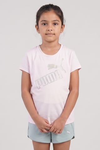 Kids Girl 2 Pieces Brand Logo Top And Shorts Set, Multicolor