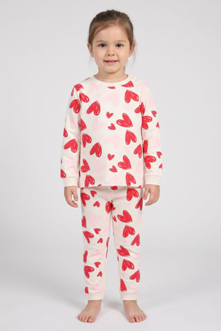 Toddlers Girl 2 Pieces Graphic Print Top And Bottom Pajama Set, Multicolor
